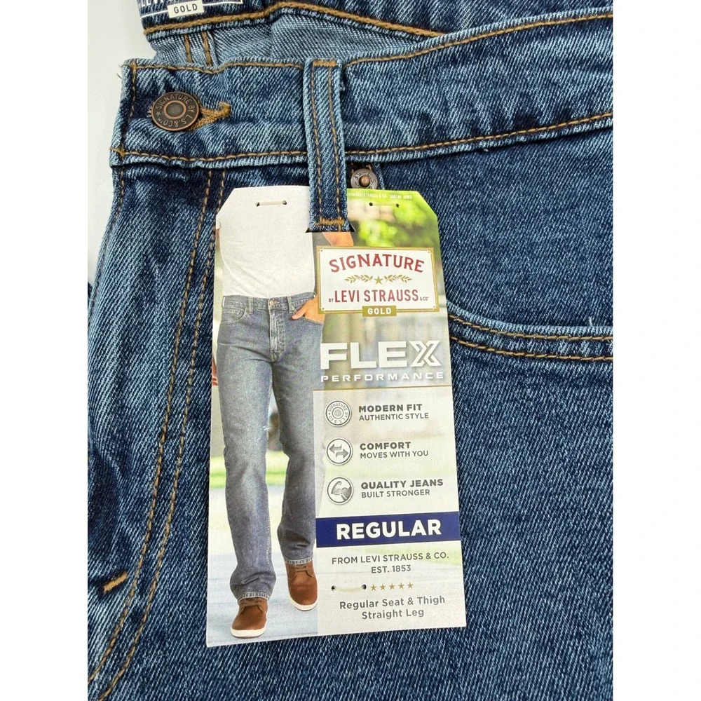 Signature by Levi Strauss Gold Men Regular Fit Flex Performance Jeans 33x30 Blue